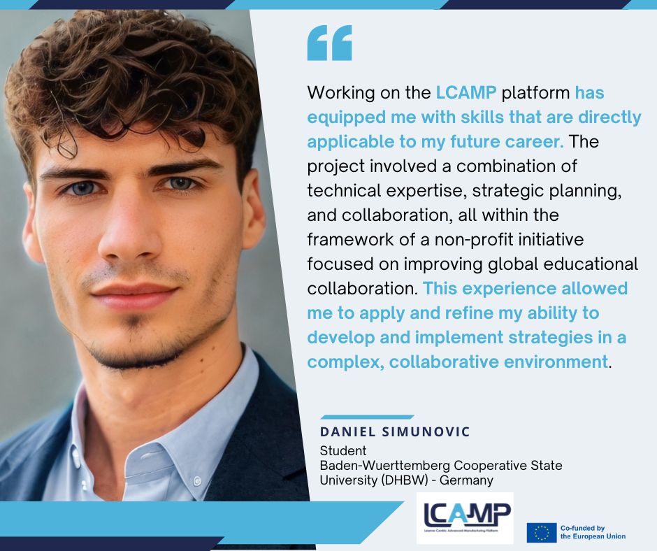 ✍️LCAMP talks with Daniel Simunovic, a 21-year-old Business Administration and Engineering student at @dhbwhdh in Germany.

👉 Would you enjoy working with a Learning Factory collaboration platform like #LCAMP?

🔗Read more: lcamp.eu/2024/10/02/let…