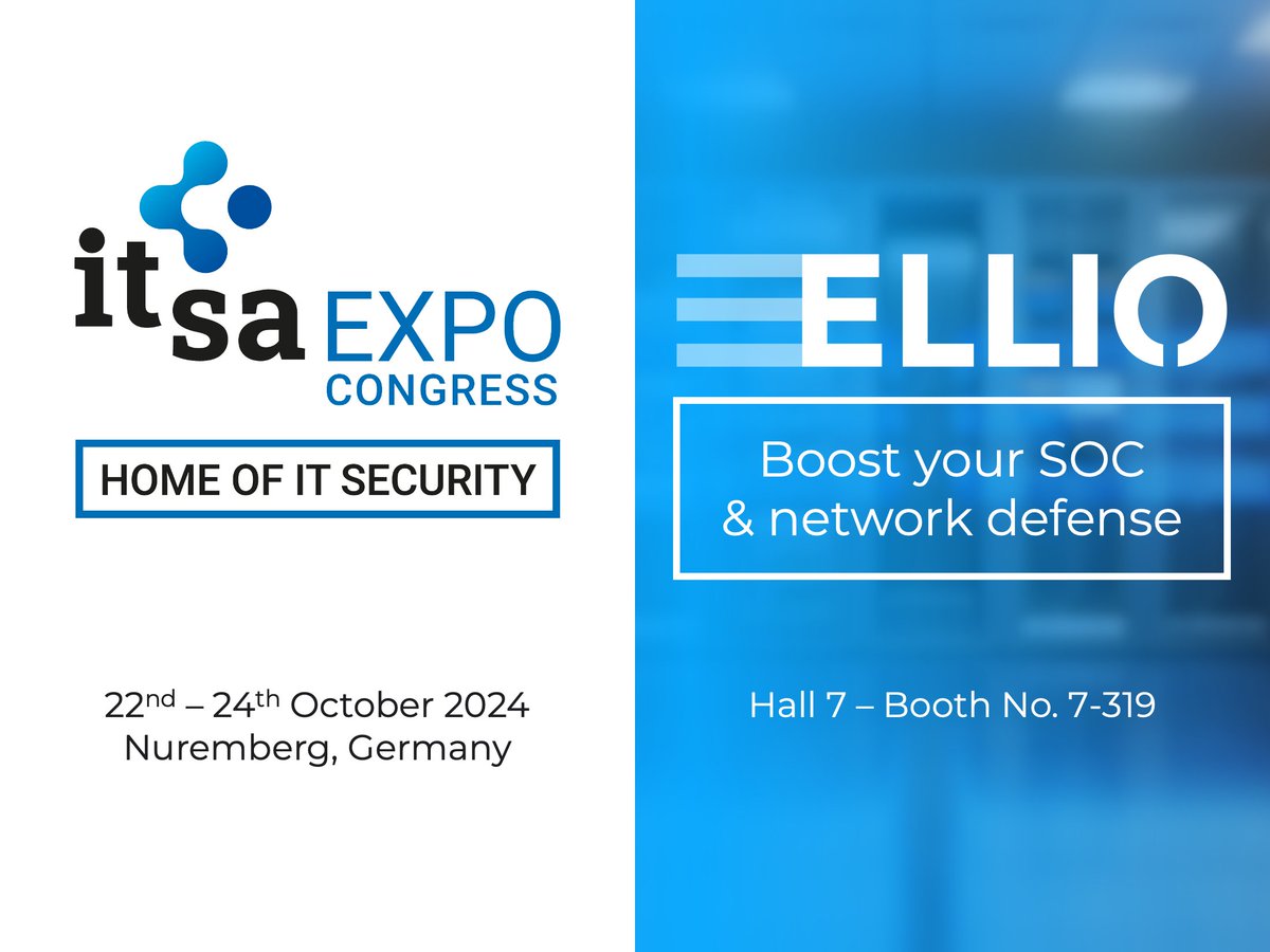 ELLIO Technology (@elliotechnology) on Twitter photo Stop by ELLIO's booth at <a href="/itsa_ITSecurity/">it-sa - Home of IT Security</a> to see how IP attack data from our advanced deception network can boost your SOC team! Plus, find out why activating ELLIO’s next-gen IP blocklists on your firewall is your ticket to peace of mind and better sleep at night! Stop by ELLIO's booth at <a href="/itsa_ITSecurity/">it-sa - Home of IT Security</a> to see how IP attack data from our advanced deception network can boost your SOC team! Plus, find out why activating ELLIO’s next-gen IP blocklists on your firewall is your ticket to peace of mind and better sleep at night!