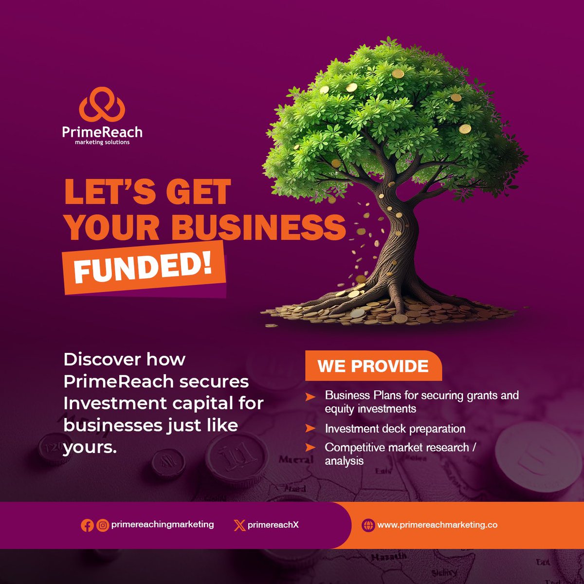 PrimeReachX's tweet photo. Ready to get your Business running ? 

PrimeReach Marketing Solutions got you! 

Our investment/Fundraising support service provides the tools and expertise you need to secure the funding you’ve been dreaming about. 

Contact us today on 055 438 6067 and let’s get started. https://t.co/U96Av6qscn