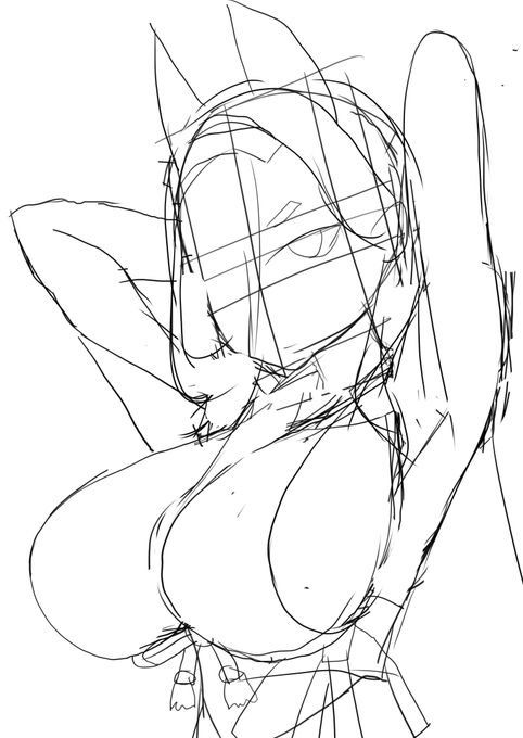 割と描きながらアイディア考えています #皆さんラフと塗った後を見せてください 