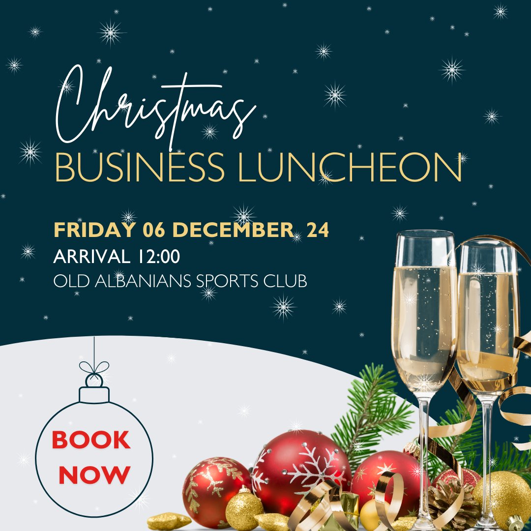 Join Us for a Festive Christmas Business Luncheon!🎄🌟🥂

Event Details:
📅 Date: Friday 6 December
📍 Venue: Old Albanian Sports Club, St Albans
⏰ Time: Arrival from 12:00

50% of tickets are already sold – secure yours early to avoid disappointment: heyor.ca/tGFzju