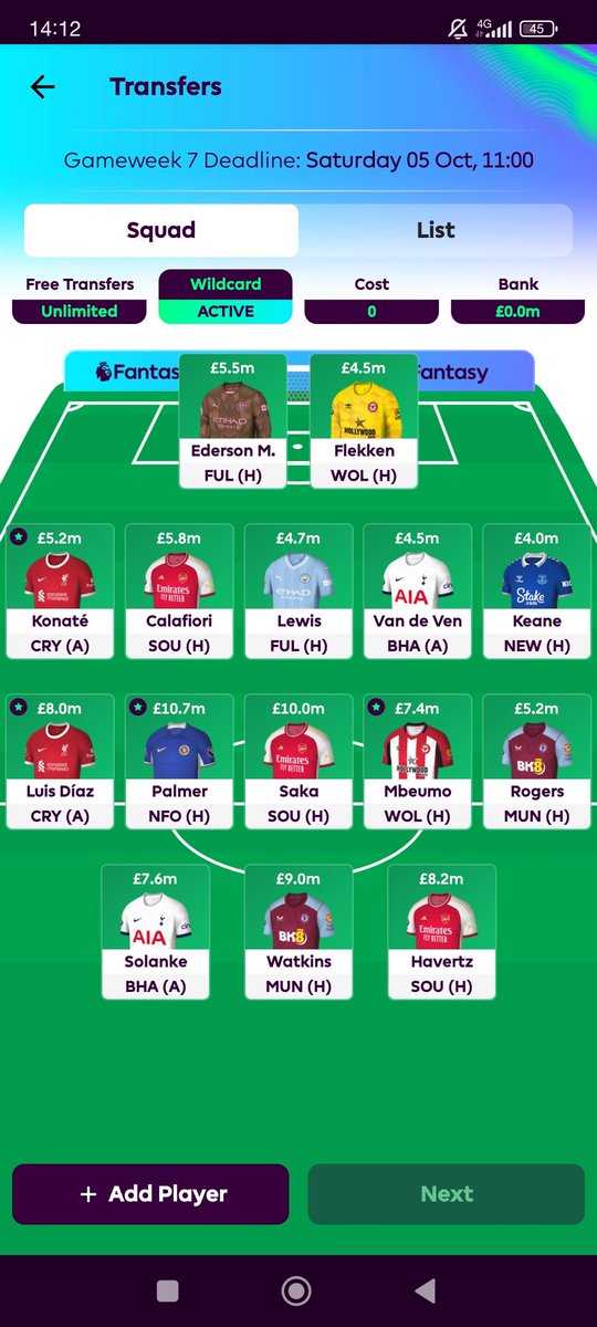 lawsium106's tweet photo. @FPL__Raptor Still toying with a no haaland or Salah team https://t.co/w7b9H45PuU