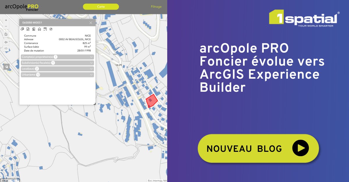 [NOUVEAU BLOG] arcOpole PRO Foncier,  la solution SIG complète pour l'exploitation des données cadastrales et d’urbanisme, évolue vers ArcGIS Experience Builder.

Lire le blog complet :👇
1spatial.com/fr/news-evenem…

#arcGIS #foncier #SIG2024 #1Spatial #gis #experiencebuilder