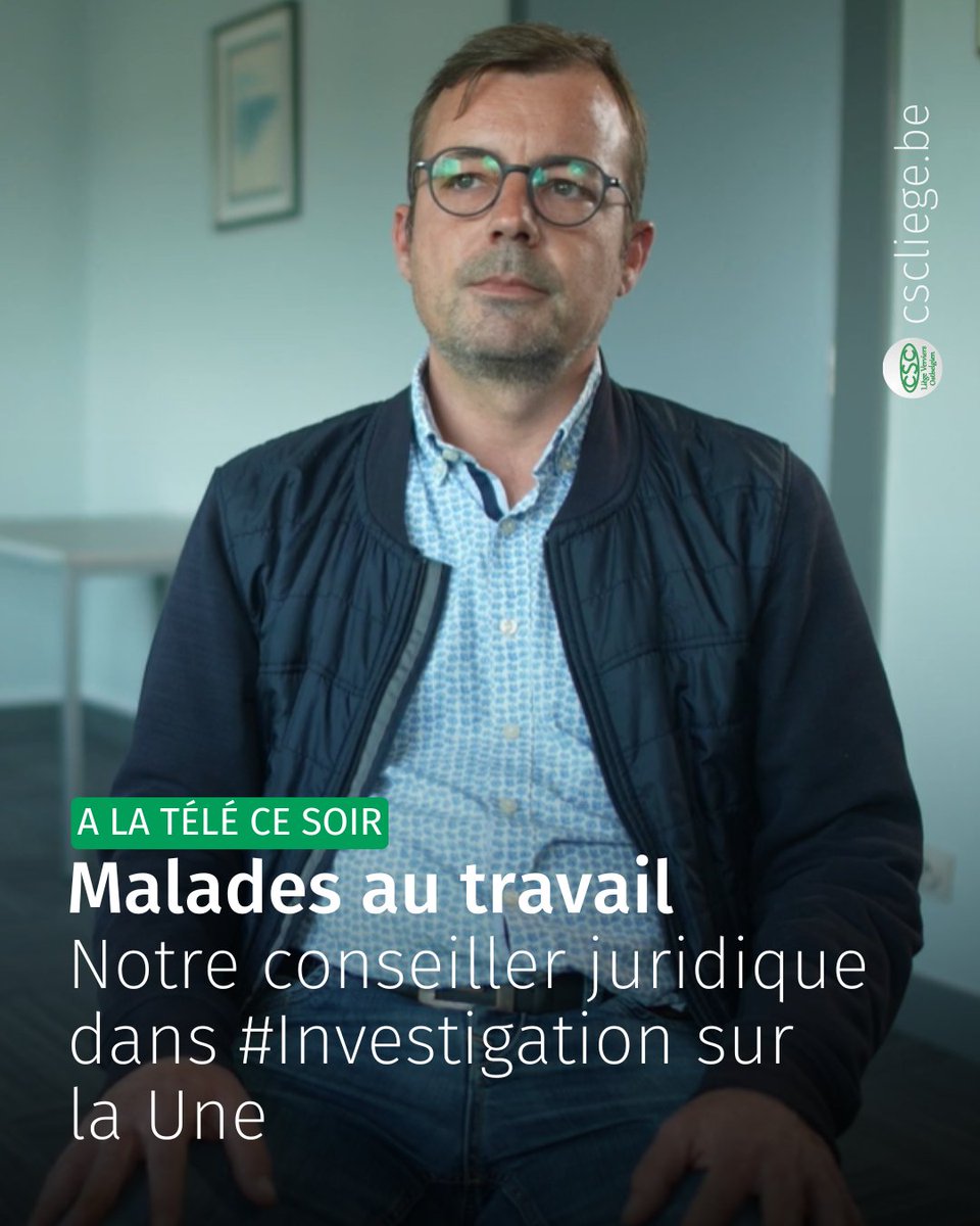 Le magazine #Investigation de la RTBf diffusé ce mercredi à 20h20 sur La Une sera consacré aux malades au travail. Nicolas Antoine du service juridique de la CSC Liège-Verviers-Ostbelgien témoigne dans cette émission. auvio.rtbf.be/media/investig…
