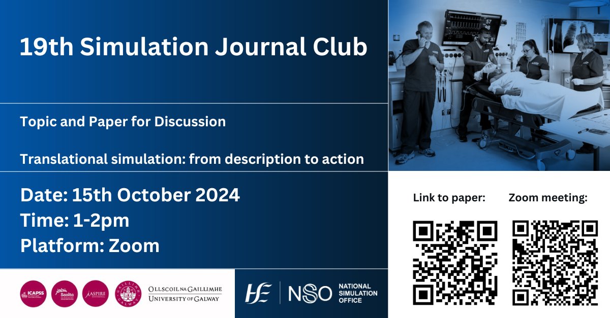 National Simulation Office (@hse_nso) on Twitter photo on #15th October '2024 at 1pm we are discussing translational #simulation
<a href="/AngelaLODea/">Angela O'Dea</a> presenting #SimJournalClub⬇️ Scan the QR code below to access the paper and meeting.
@saoltagroup <a href="/IrishSimAssoc/">IrishSimulationAssoc</a> <a href="/GalwayICAPSS/">ICAPSS</a>
Join Mailing List to stay updated: shorturl.at/Vp21X on #15th October '2024 at 1pm we are discussing translational #simulation
<a href="/AngelaLODea/">Angela O'Dea</a> presenting #SimJournalClub⬇️ Scan the QR code below to access the paper and meeting.
@saoltagroup <a href="/IrishSimAssoc/">IrishSimulationAssoc</a> <a href="/GalwayICAPSS/">ICAPSS</a>
Join Mailing List to stay updated: shorturl.at/Vp21X