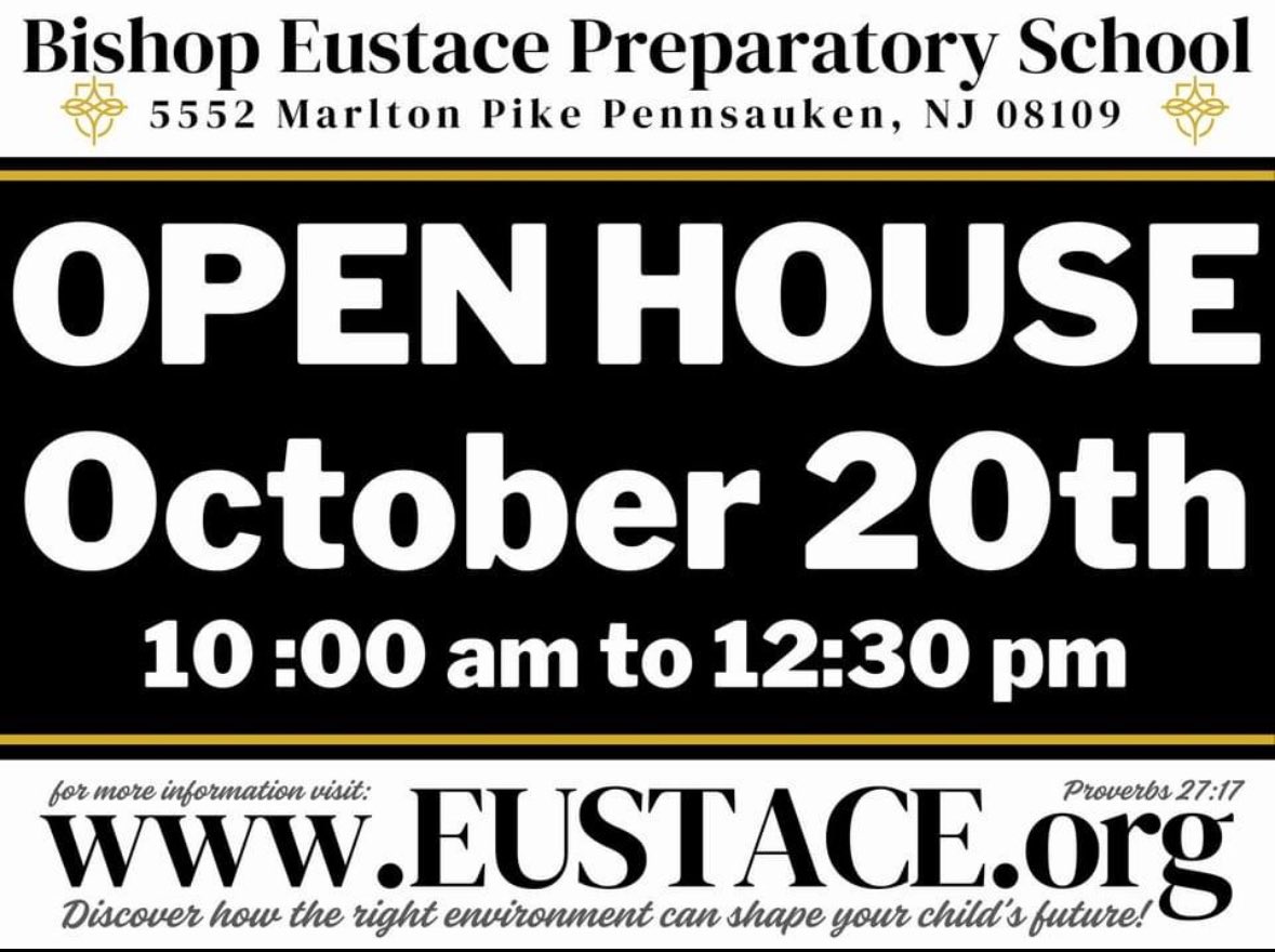 Come see us at open house on October 20!

Ready to apply? Visit eustace.org/admissions/adm… for more information!