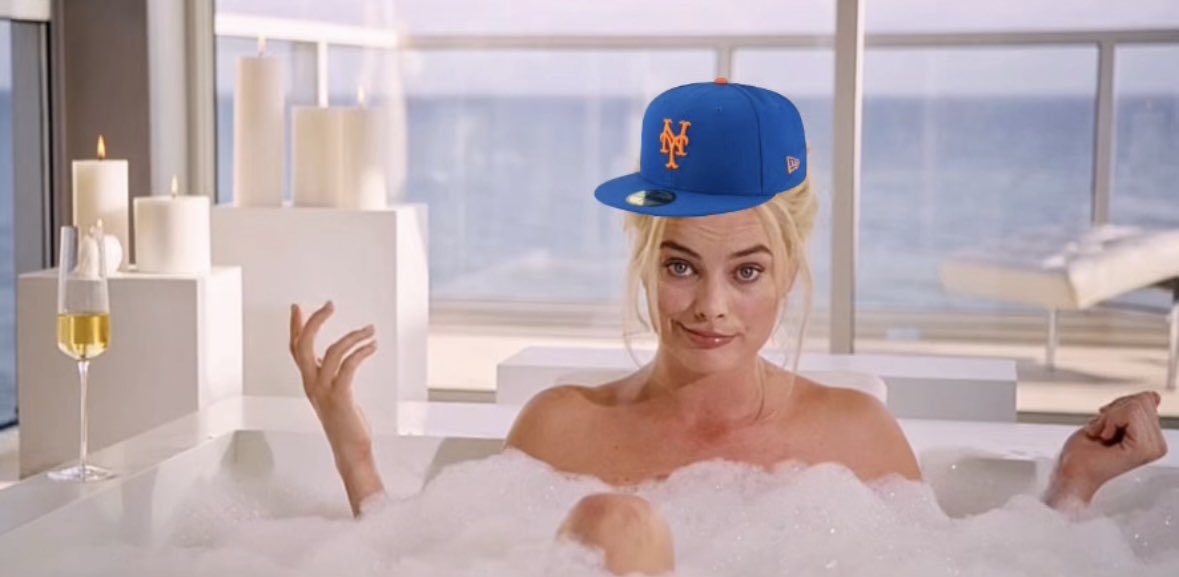 KyleGelling's tweet photo. Basically the Mets had just about a 7% chance at the post season on June 2nd. This was right around the time that the “gay Mets” would emerge. They swept the Nationals, split the London Series and returned back home for a series with Miami. On June 12th McDonalds partnered with the team to throw out the first pitch for Grimace’s birthday. Grimace is supposed to be the “embodiment of a milkshake” and returned to the zeitgeist last year when, for a social media campaign, he mistakingly went viral when people on TikTok were pretending that he was murdering them with his milkshakes. Not important to this story, but strange that for a 2nd straight year MickeyDs had no control over what was about to happen next for the big purple guy. The team went 61-37 for the remainder of the season and Mets fans now worship at the feet of a fictitious tertiary McDonaldland mascot.