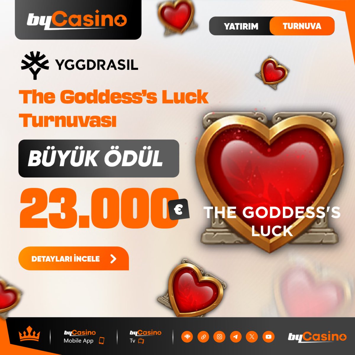 📲 cutt.ly/ueEAIwc3

Bycasino ile The Goddess's Luck Turnuvası

💶 23,000€ Ödül Sizi Bekliyor!

🎚 Başlangıç Tarihi:  02.10.2024

🎚 Bitiş Tarihi:  06.10.2024

🪙 Hemen Katıl Kazancını Katla