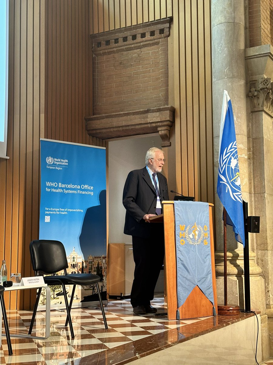 Key speaker Prof. Charles Normand highlights that #UHC is key to achieving financial protection and appropriate access to care. His 'Ideal Cube' concept balances efficiency, equity, and sustainability in healthcare financing. #FinancialProtection <a href="/WHO_Europe/">WHO/Europe</a> <a href="/TamasEvetovits/">Tamás Evetovits</a>