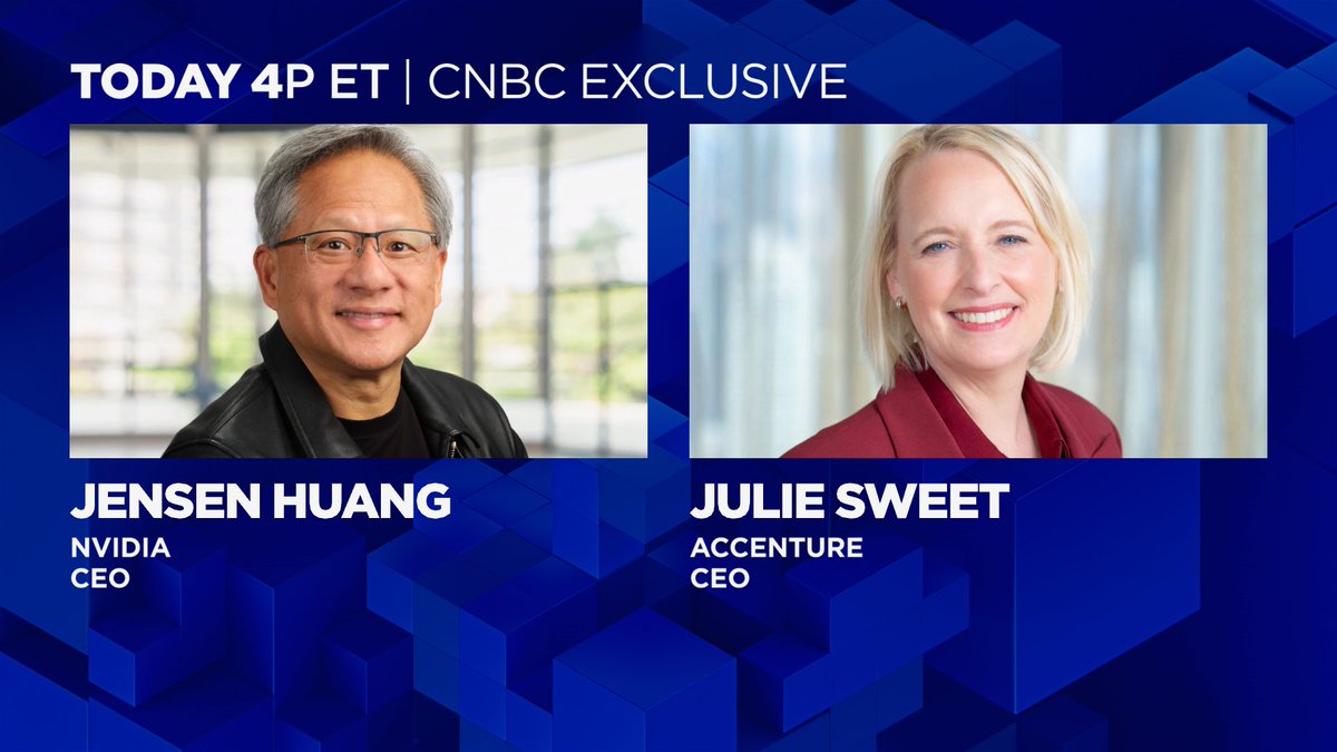 Today 4pET 
<a href="/Nvidia/">NVIDIA</a> CEO Jensen Huang and <a href="/Accenture/">Accenture</a> CEO Julie Sweet

<a href="/JonFortt/">Jon Fortt</a> <a href="/MorganLBrennan/">Morgan Brennan</a> <a href="/CNBC/">CNBC</a> $NVDA