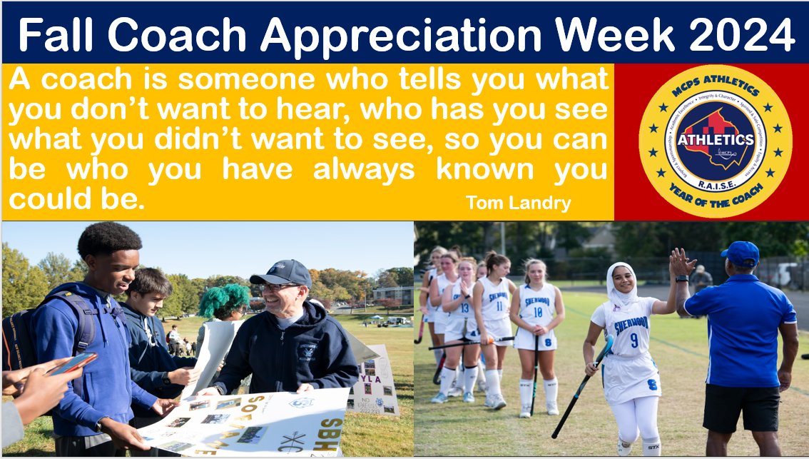 It's a Wonderful Wednesday to Thank a Coach for motivating you to become the best version of yourself! Let's Show Our Appreciation MCPS Athletics Nation! #YearofCoach #ThankaCoach #WeRAISE <a href="/mcpsAD/">Jeff Sullivan</a> <a href="/MCPS/">MCPS</a> <a href="/NFHS_Org/">NFHS</a> <a href="/MPSSAA_Org/">MPSSAA</a>