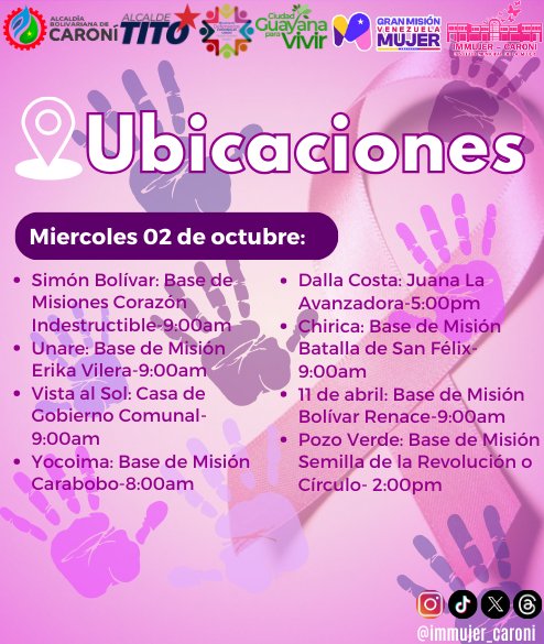 Las Mujeres empoderadas de Caroní nos desplegamos en todos los espacios de nuestra hermosa Ciudad Guayana para Vivir, con el objetivo de crear conciencia sobre la Paz, el Amor y la tolerancia.

#IMMUJER #Caroní

<a href="/NicolasMaduro/">Nicolás Maduro</a> <a href="/OviedoPSUV/">Tito Oviedo</a>