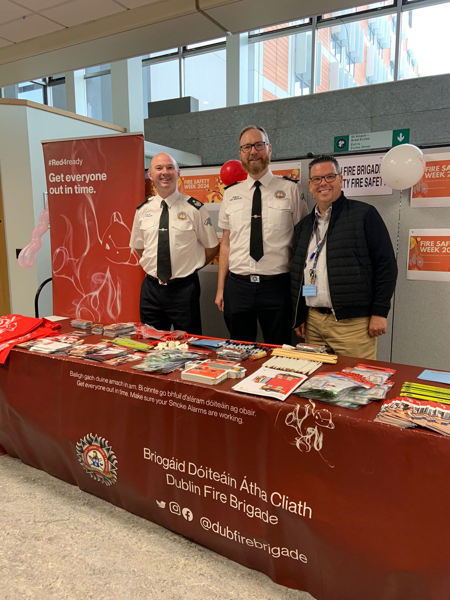 DubFireBrigade's tweet photo. Our Fire Prevention team visits continue today for Fire Safety week
Thank you to the Mater Hospital for hosting this morning
#24FSW #STOPfire
@MaterTrauma https://t.co/Bw81v67p15