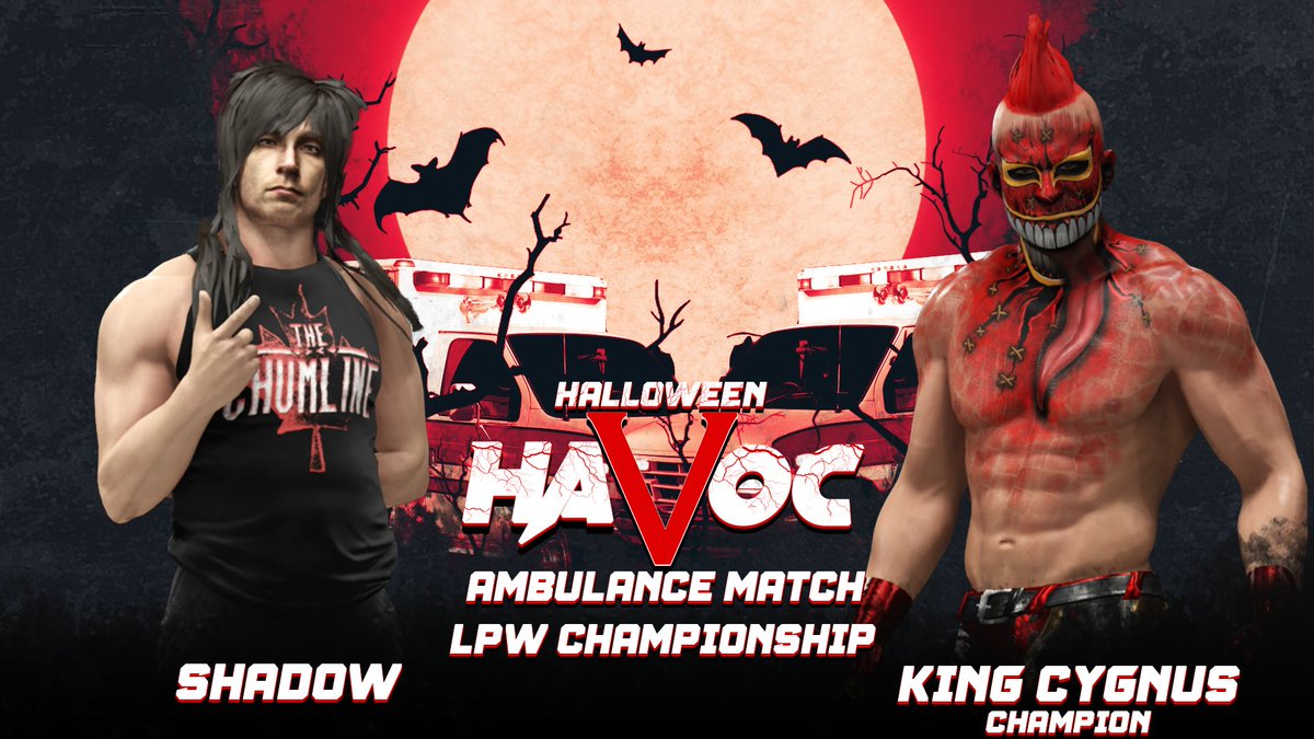 LPW_EFed's tweet photo. The Main event is set! In a match chosen by @ShadowWalshTTV 

@King_Cygnus defends the LPW Championship in an Ambulance Match against former World Champion @ShadowWalshTTV !

#LPWonTwitch #EFed #WWE2K24 #LPW #HalloweenHavoc https://t.co/7J0JAda93W