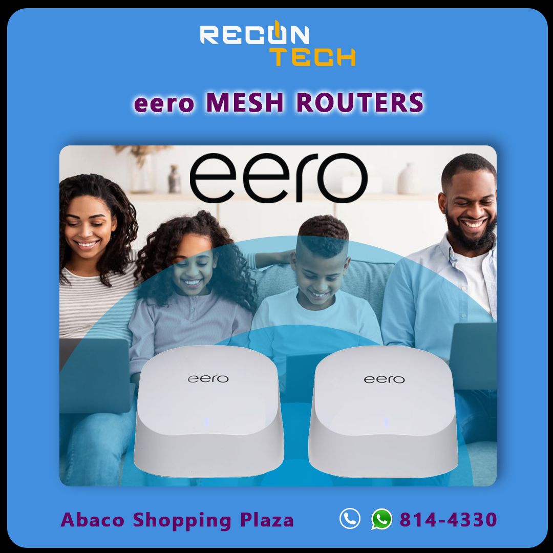 ReconTech242's tweet photo. Happy Hump Day! 🐪 Boost your productivity and Wi-Fi coverage with eero mesh routers. Say goodbye to dead zones and hello to seamless streaming &amp; surfing. 🔄📶 #WednesdayWisdom #TechUpgrade #eeroMesh https://t.co/BLeuWstllQ