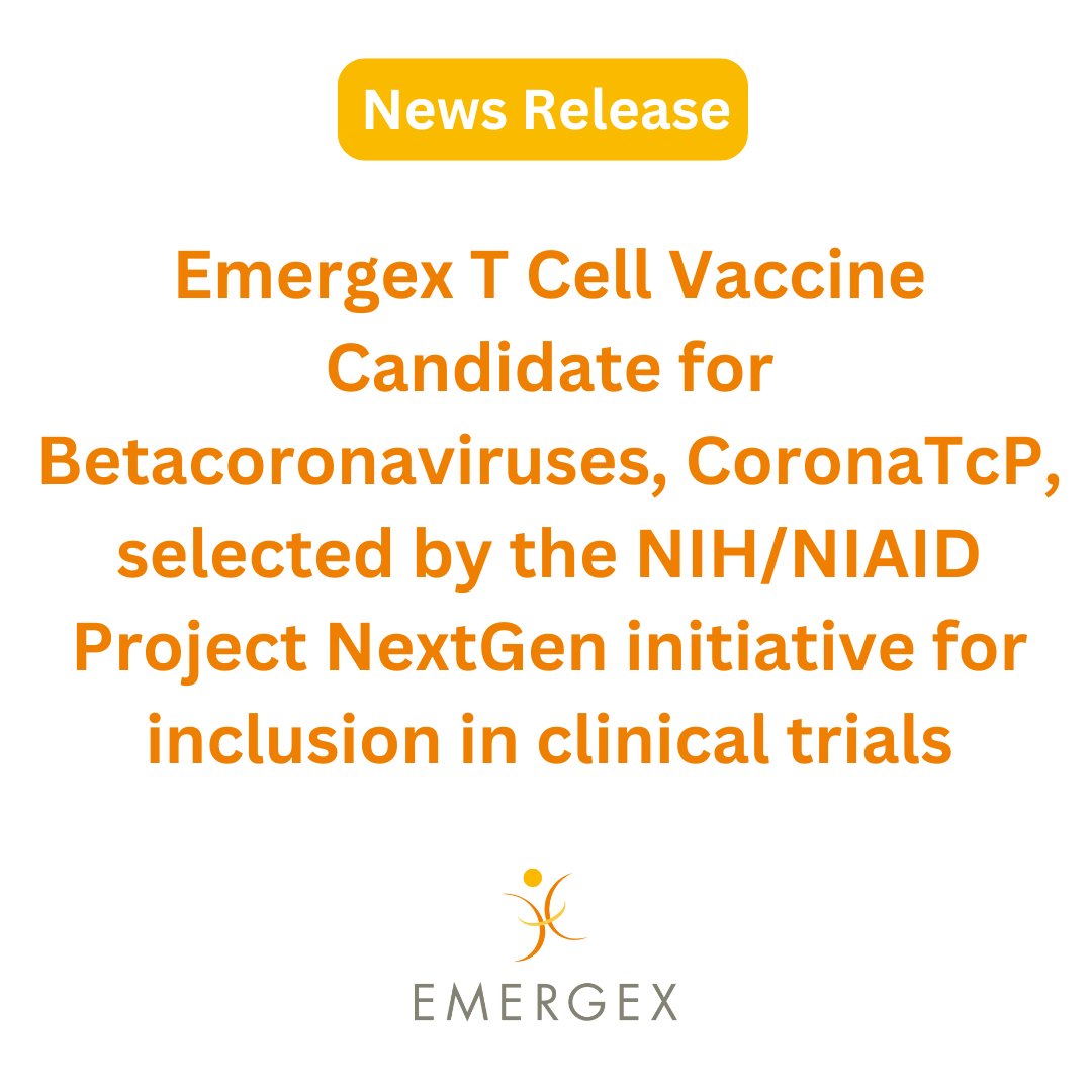GyldenPharma's tweet photo. Emergex has been selected by NIAID (NIH) for Project NextGen, supporting early trials of next-gen SARS-CoV-2 vaccines, including our T cell-based candidates. Read more here: https://t.co/iwhHIFBS7V
#Emergex #Biotech #TCell #COVID https://t.co/on470UIvvw