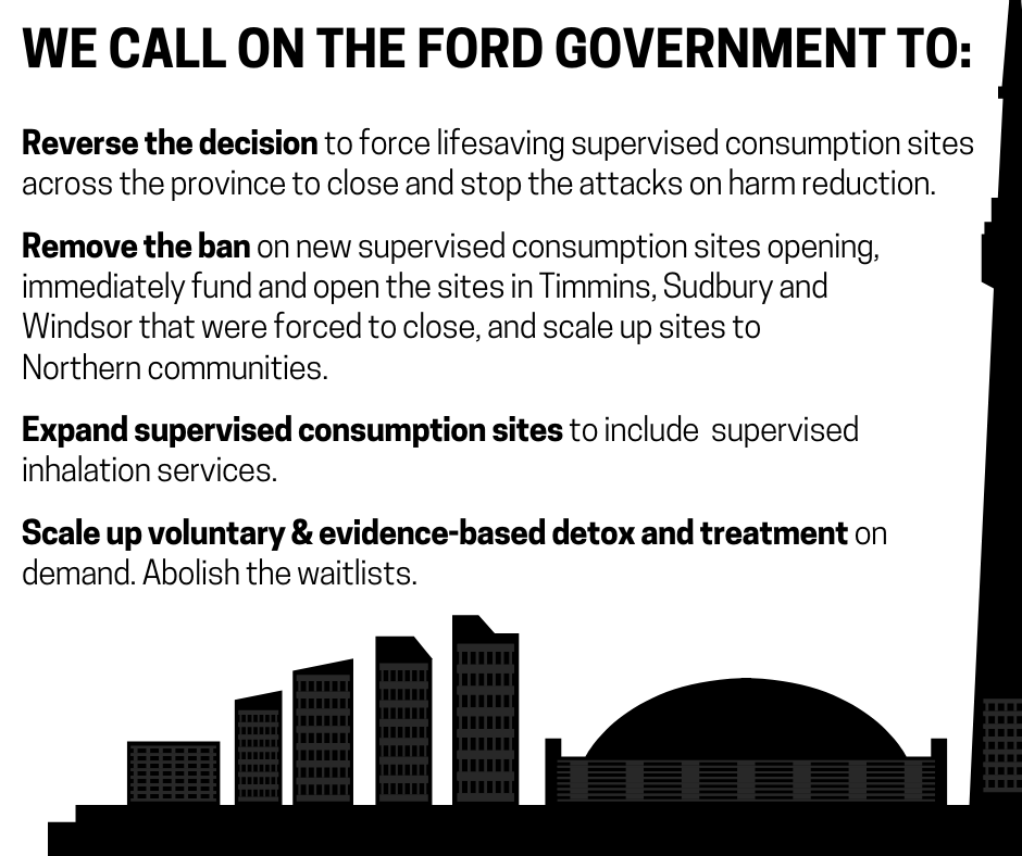TorontoOPS's tweet photo. In Kitchener-Waterloo: 4-6pm, Kitchener City Hall, 200 King St. West
Waterloo Region Drug Action Team @DrugActionWR 

WE DEMAND THE GOVERNMENT REVERSE THEIR DEADLY PLAN

#SayYesToSCS
#SaveOurSites https://t.co/ovgCnjaaow