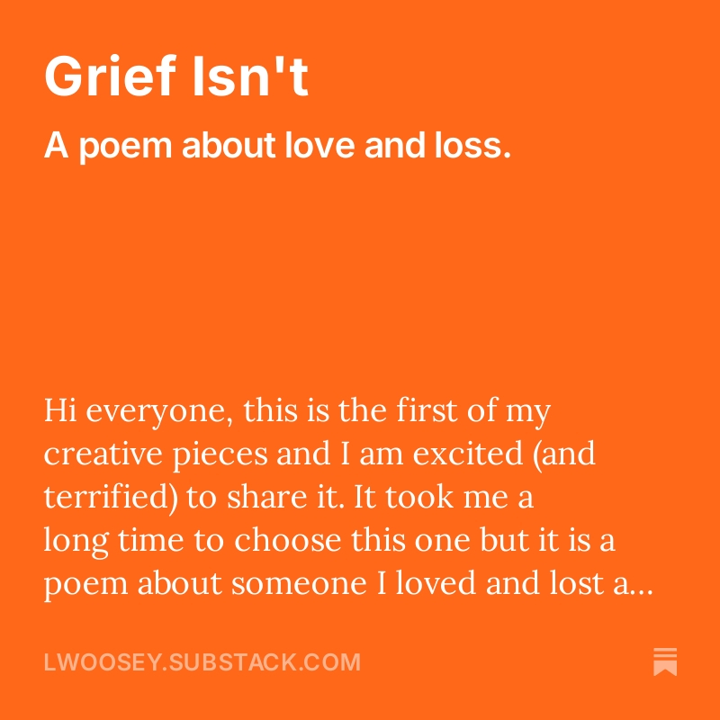 I posted my first creative piece on Substack. Please be gentle with me. open.substack.com/pub/lwoosey/p/…