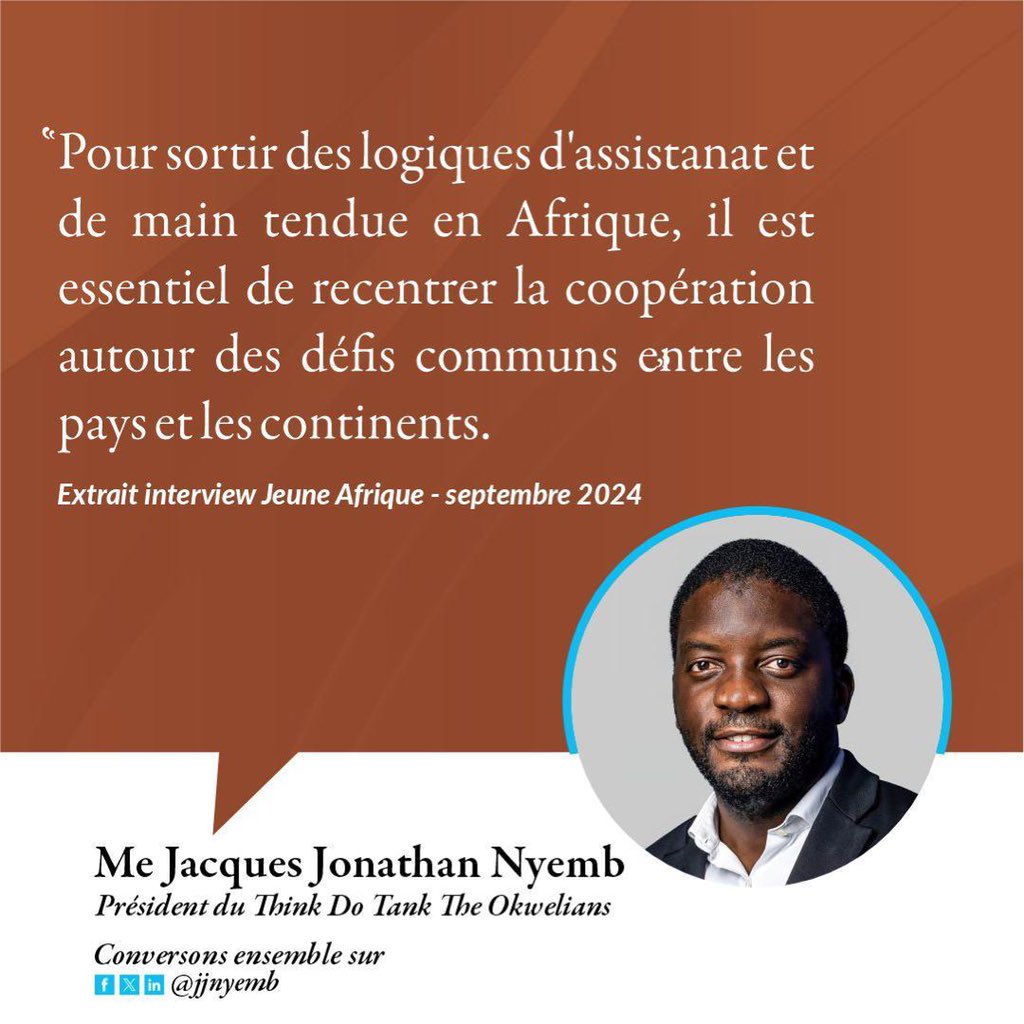 JJNYEMB's tweet photo. Nécessité de réinventer la coopération Afrique-Europe, employabilité des jeunes, transformation de l’économie camerounaise : je partage avec vous mes réflexions partagées dans le magazine @jeune_afrique , édition de septembre 2024.
#Cameroun #Afrique #Rebuntu https://t.co/sIWHxsWwXZ