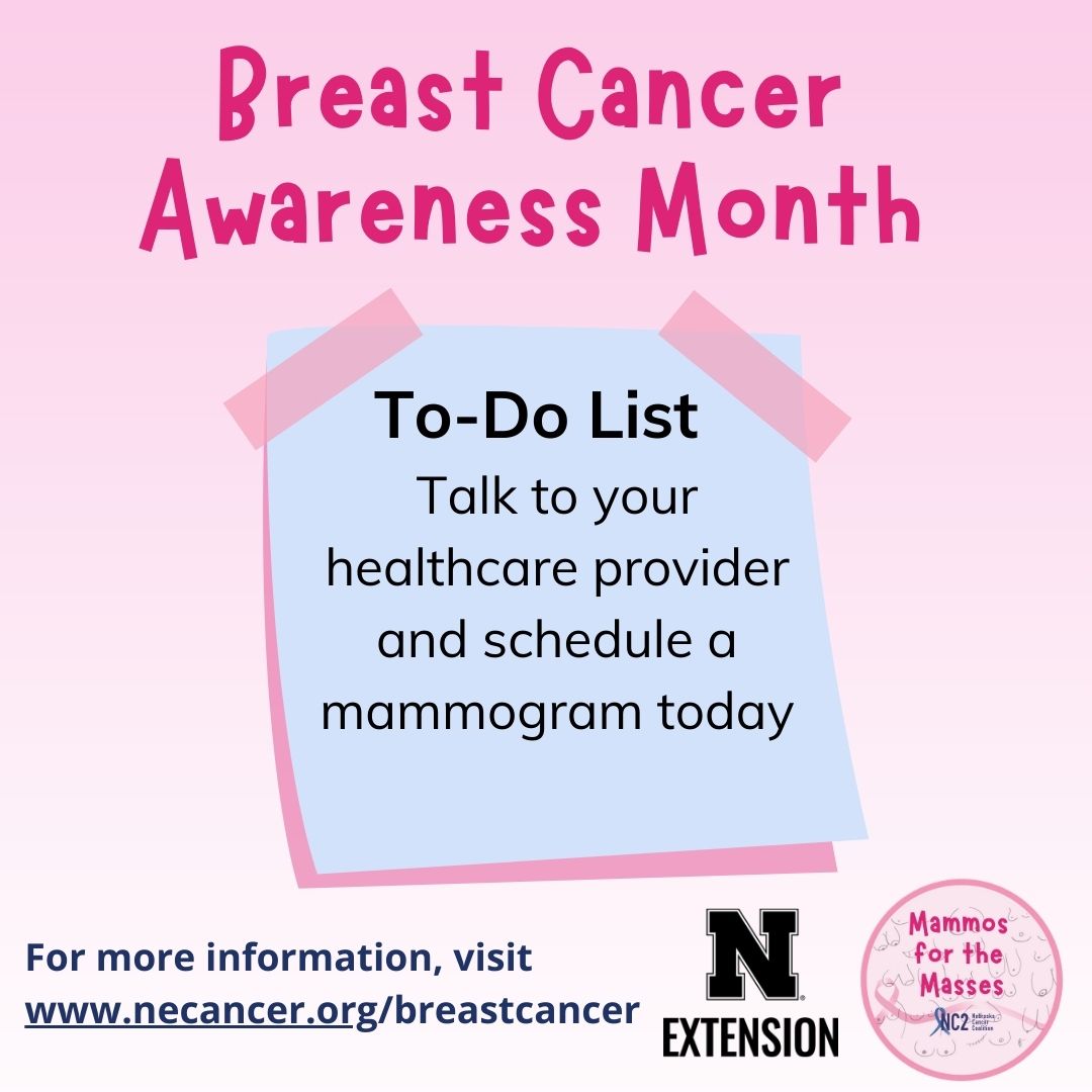 Early detection is your best defense against breast cancer. Don't delay, schedule your mammogram today! 🩷 <a href="/UNLExtension/">Nebraska Extension</a> #BCA #earlydetectionsaveslives