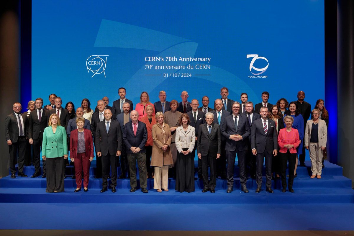FinlandGeneva's tweet photo. Happy birthday – hyvää syntymäpäivää @CERN, 70 years! Secretary of State @kristiinakokko led the multi-stakeholder delegation from Finland 🇫🇮Awesome science and European, even global collaboration! #CERN70 

@SuomenAkatemia 
@HIPhysics
@okmfi https://t.co/xdEMb8Ge6Y