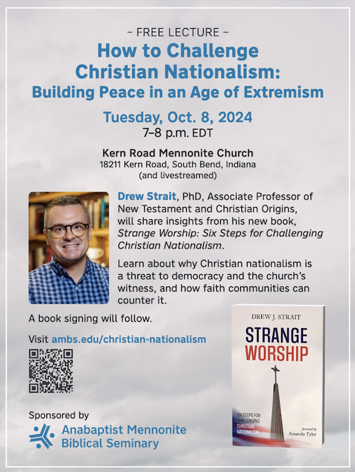 DrewStrait's tweet photo. 🚨📗Book #giveaway and book launch lecture! 📗🚨

Friends, I'm giving away two copies of "Strange Worship: Six Steps for Challenging Christian Nationalism." To put your name in the hat please retweet this and follow me. 

All registrants will receive a recording of the lecture! https://t.co/tJXftUd1aB