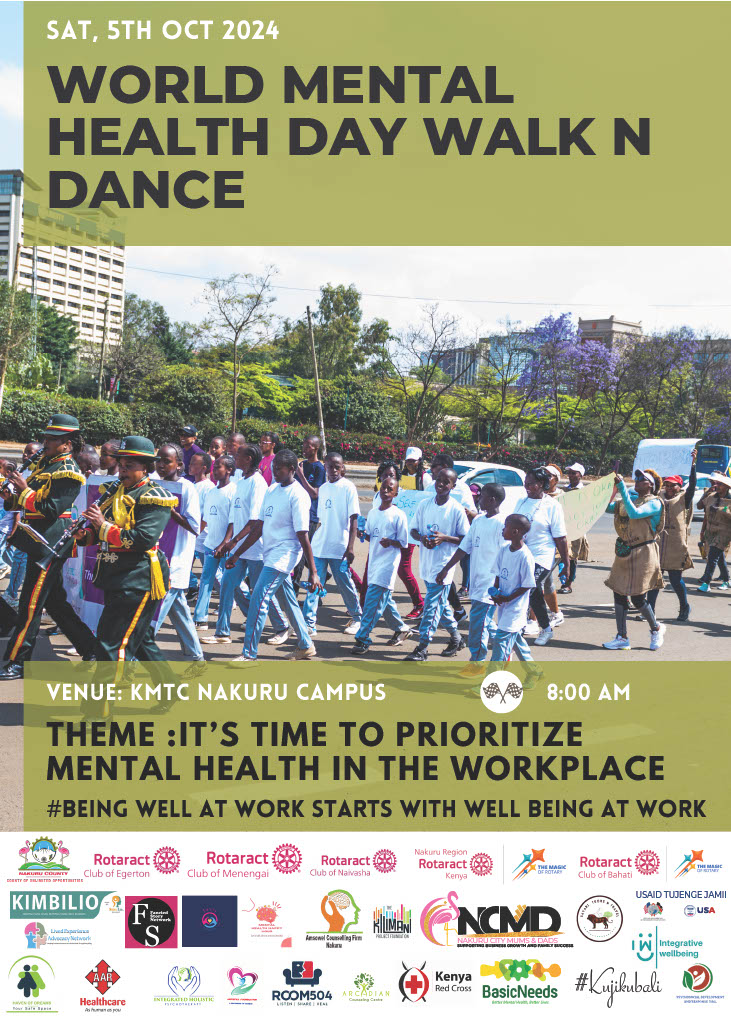 room504's tweet photo. This Saturday 5th October 2024 All roads lead to Nakuru as well mark Word mental Health Day themed *Being Well at Work Starts With Well Being at Work*. See you there @kimbilio_ https://t.co/EfyqFwNLh9