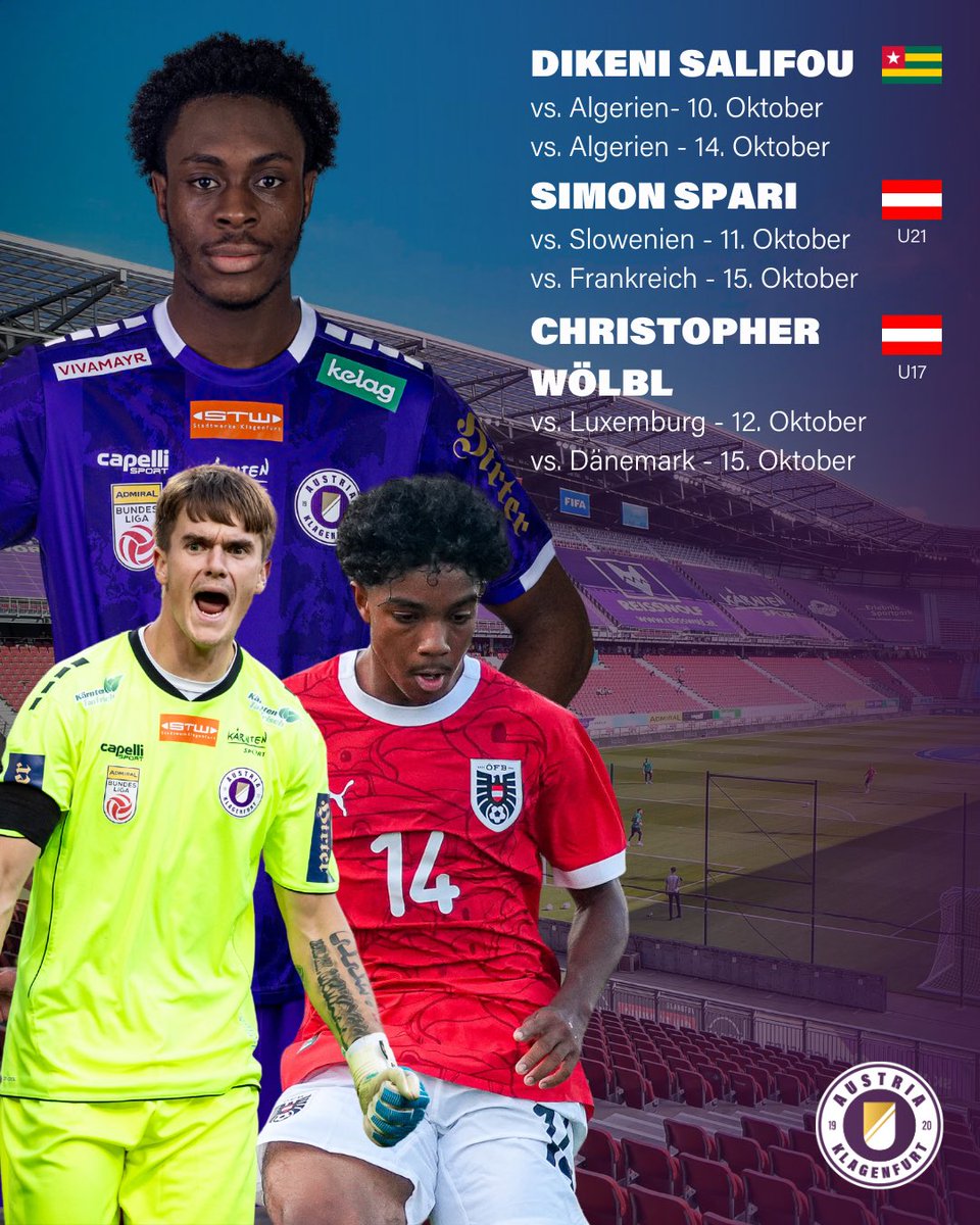 austria_sk's tweet image. Länderspiel-Tour: #Spari, #Salifou und #Wölbl auf Reisen 💜🌏 👉🏼 skaustriaklagenfurt.at/news/violettes…

#ska #forzaviola