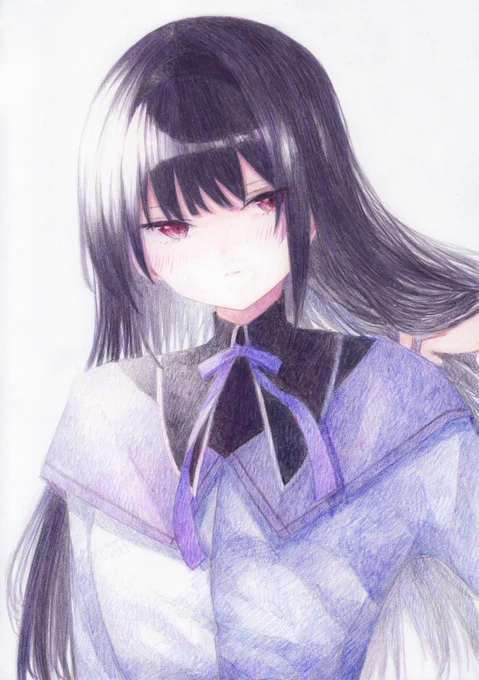 色鉛筆で描きました魔法少女まどか☆マギカから、暁美ほむらです#魔法少女まどかマギカ 