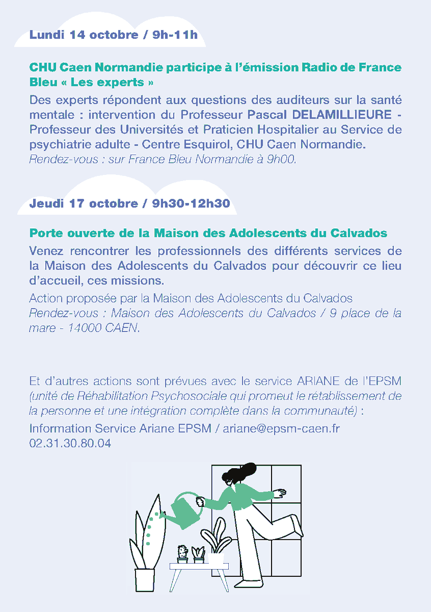 Epsmcaen's tweet image. #sism2024 Dans le cadre des Semaines d&apos;information à la santé mentale, les usagers du SAMSAH l&apos;Envol ont testé trois #parcours #santé et vous invitent mercredi 9 octobre à la restitution de leur expérience, 13h30-16h30 à la Maison du temps libre à Hérouville Saint Clair