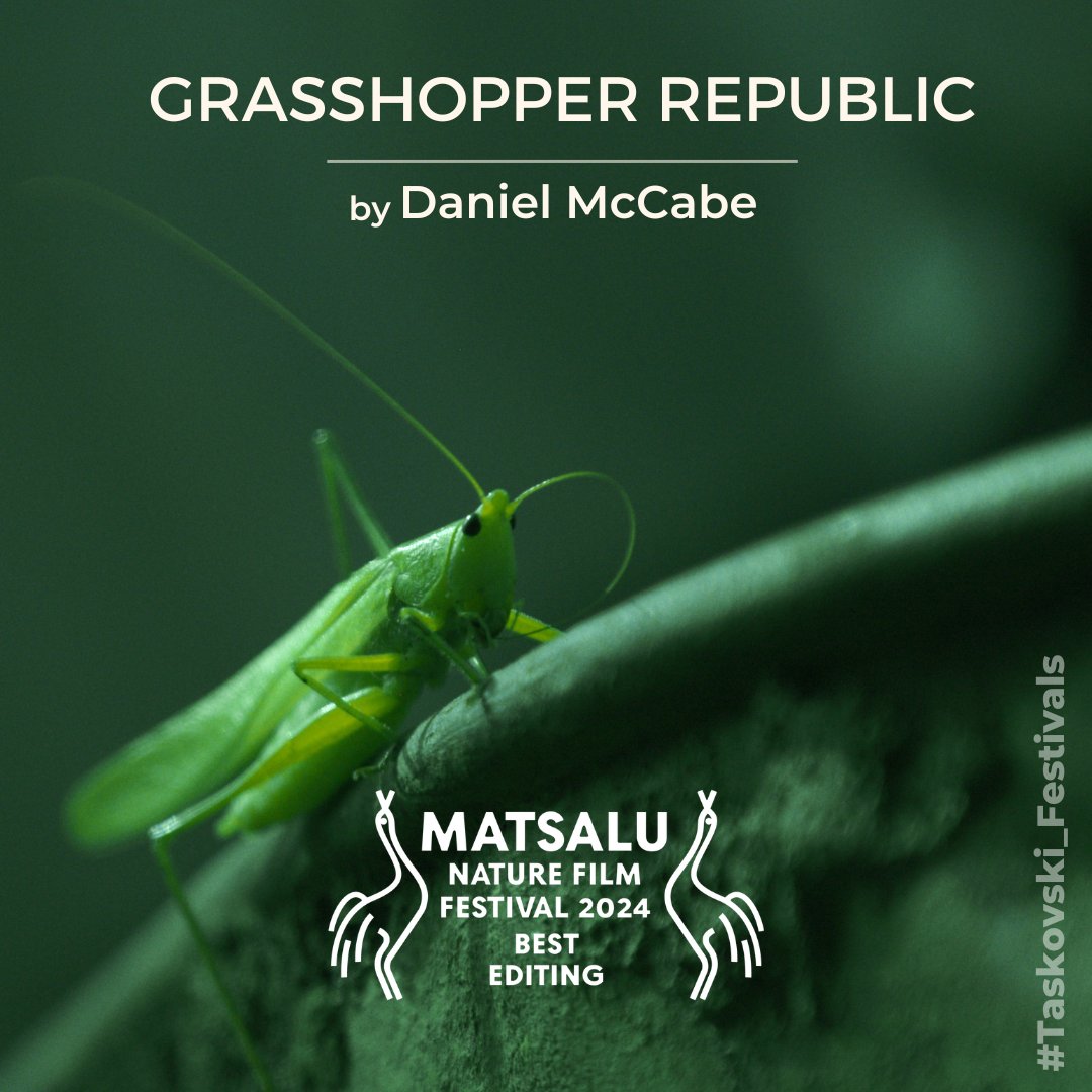 🏆 Another win for the incredible Grasshopper Republic by Daniel McCabe!

This time the film took the Best Editing Award at Matsalu Nature Film Festival.

🔗Read more: maff.ee/en/film/view_e…
 
Congratulations! 👏

#taskovskifilms #documentary #nature #mustwatch