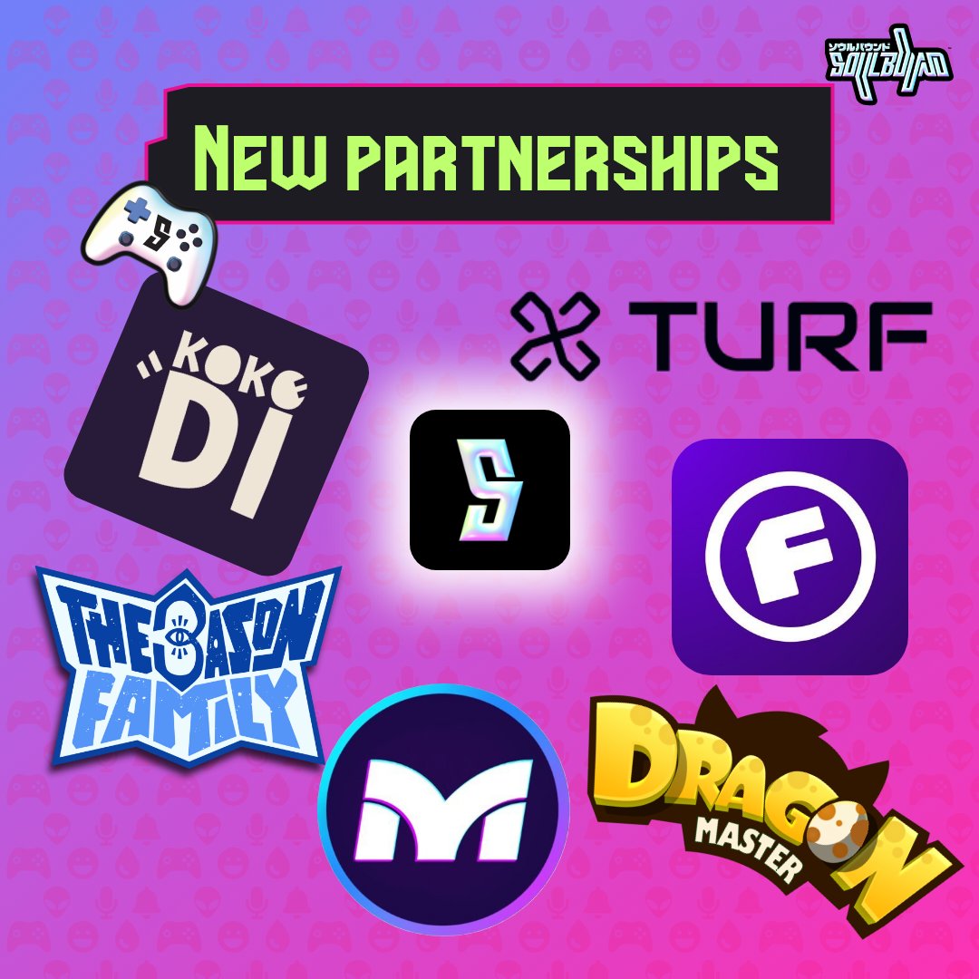 Soulbound_TV's tweet photo. New partnerships! 

New opportunities!

Check out the new quests for each of our partners and earn some drip! 

@fitchinGG
@thebasonfamily
@TurfGG_
@dragonmaster_co
@kokodigame
@PlayMetarush