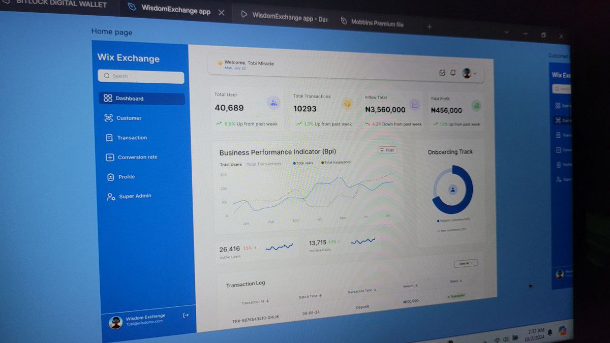 blaqforce999's tweet image. Introducing Wisdom Exchange Admin Dashboard!

After weeks of crafting &amp;amp; iterations, our powerful dashboard is ready!
Easily manage users, track transactions &amp;amp; make data-driven decisions.

Proud of what we&apos;ve built!
#WisdomExchange #AdminDashboard #Fintech #CDExchange #Innovation