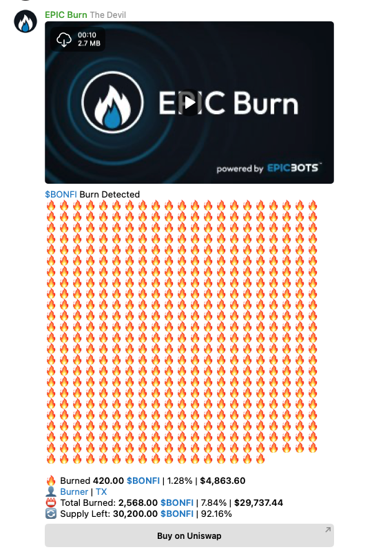 BonfireOnETH's tweet photo. 🔥 420 TOKENS BURNT!
That’s $4,863 GONE in flames! 🔥
This is my favorite sight of the day—I love the heat and the flames!
How are you feeling about this? 🔥🔥
#BONFIRE #TokenBurn #FeelTheHeat #HotStuff #bonfi https://t.co/K6AxX2VKsw
