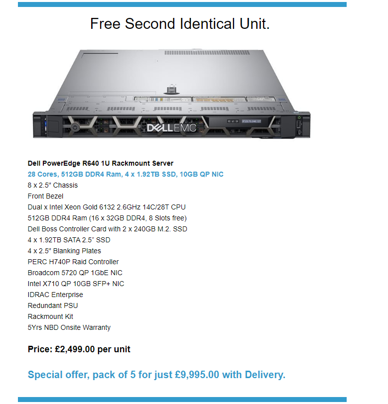 GrantLydelle's tweet photo. Deal of the week Serversource Dell R640
Get in touch: lydelle@serversource.co.uk #itmanagement #itmanagers #itassetmanagement #itbudget #itdirector #itdepartment #itdistribution #itcontractor #itcontracting #purchasing #localgovernment #localauthorities #nhsdigital https://t.co/g9s9GcUsNh