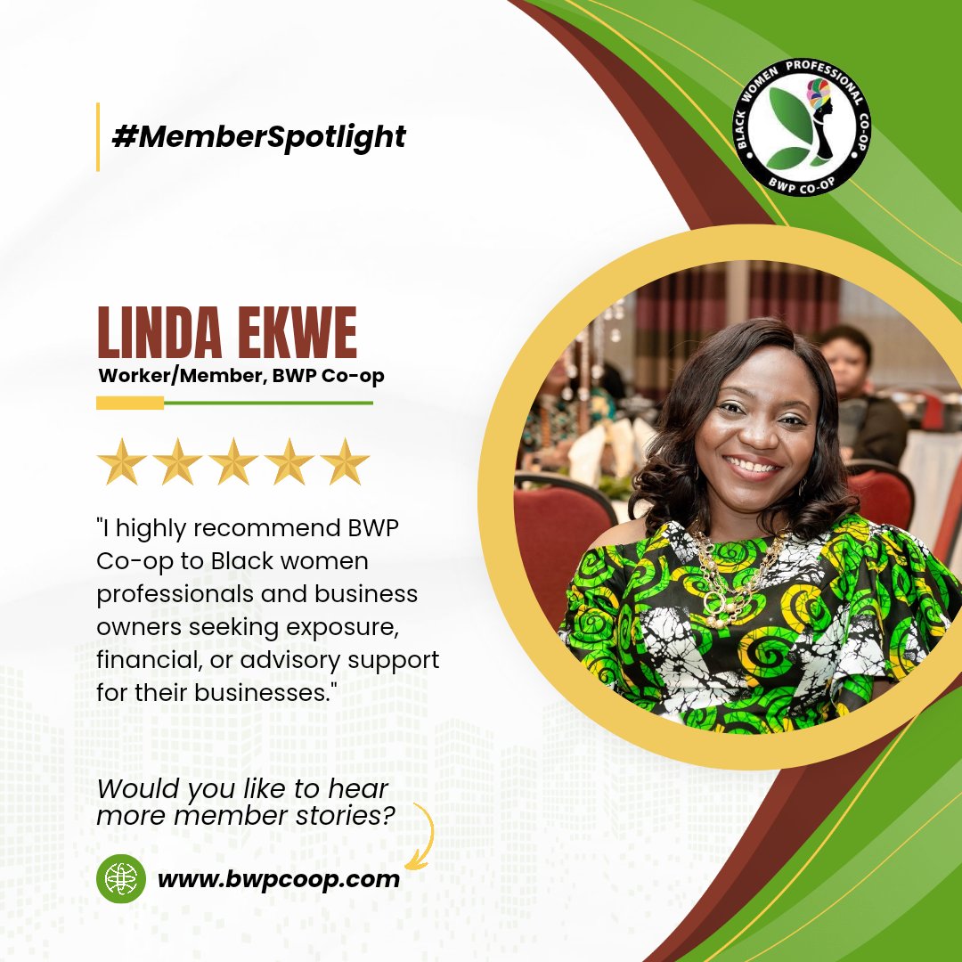 bwpcoop's tweet photo. If you're a Black woman professional or business owner looking for support and growth, I highly recommend BWP Co-op! - Linda Ekwe 

- Visit our website to read more from Linda's testimonial.

- Follow us for more inspiring stories, let's continue empowering women together! https://t.co/Wf7wLQeCx8