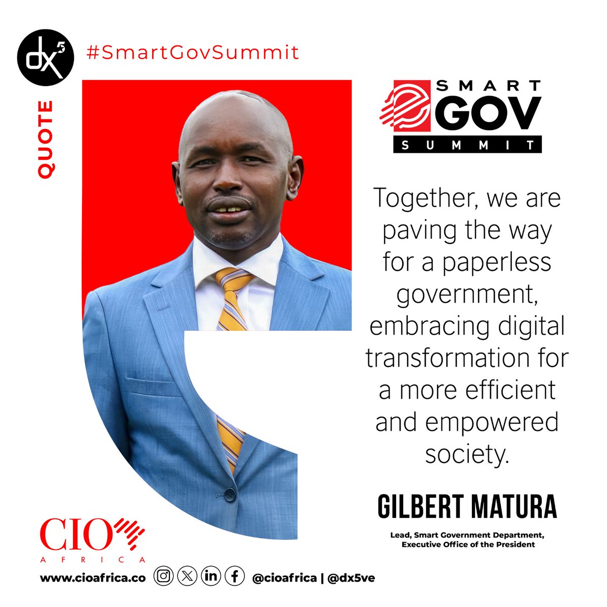 dx5ve's tweet photo. Together, we are paving the way for a paperless government, embracing digital transformation for a more efficient and empowered society - Gilbert Matura, Director, Smart Government Department at the Executive Office of the President speaking at the #SmartGovSummit 2024 edition https://t.co/zsj87PAz8S