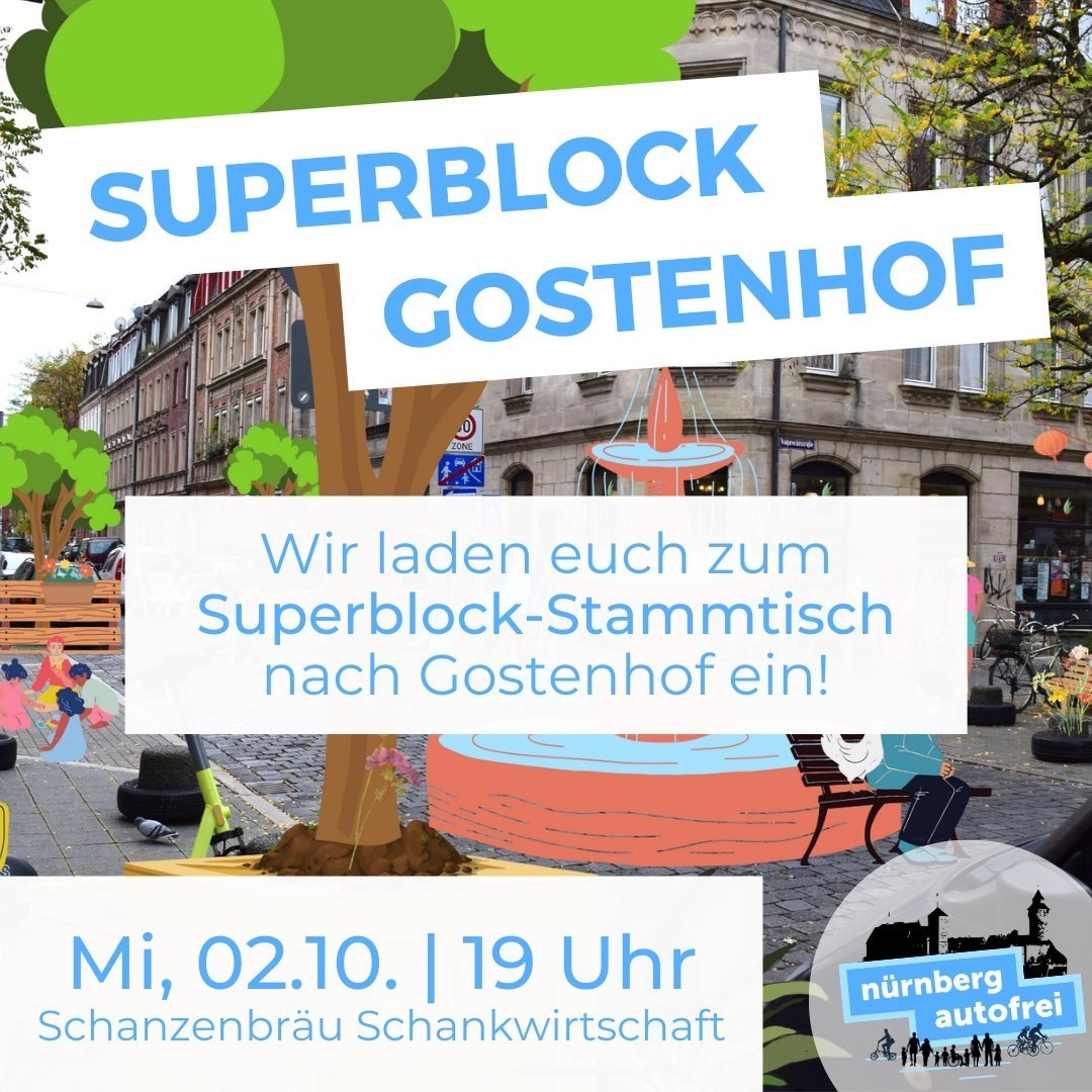 Heute ist der erste Superblock-Stammtisch in Gostenhof. Schaut gerne vorbei!