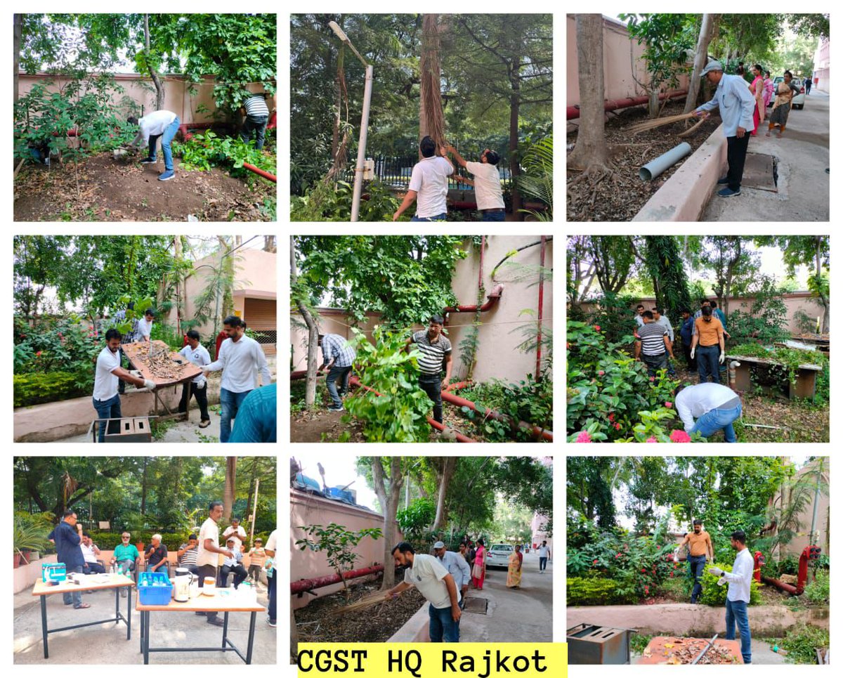 स्वच्छता ही सेवा 2024 के अंतर्गत दिनांक 02.10.2024 को " स्वच्छ भारत दिवस " के उपलक्ष में  केन्द्रीय वस्तु एवं सेवाकर आयुक्तालय राजकोट के अधिकारियों व कर्मचारियों ने प्रातः काल से स्वच्छता कि पहल के तहत कार्यालय भवन और निकटवर्ती  स्थानों की  सफाई में उत्तरदायित्व का निर्वहन किया।