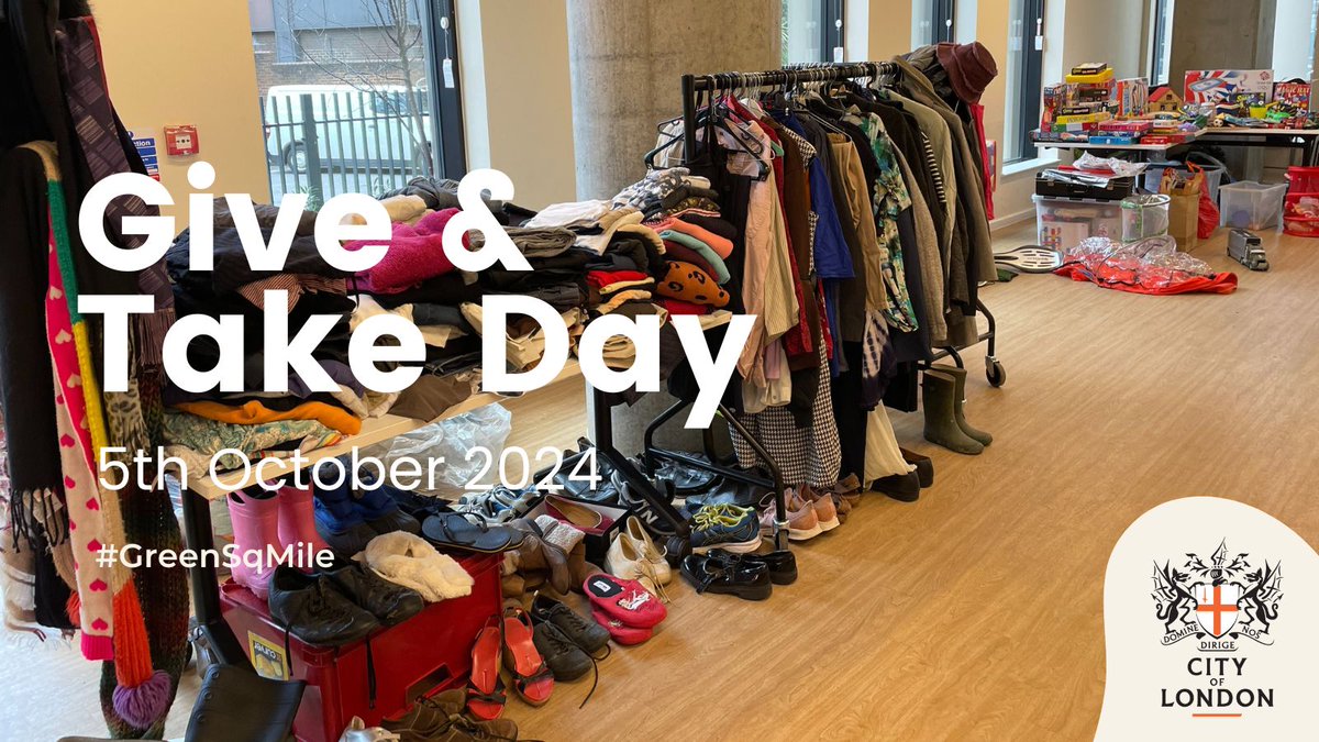 GreenSqMile's tweet image. Our next #GiveAndTake Day is THIS Saturday!

📅 5 October 
📍 @artizanlibrary  - E1 7AF 
🕙 10am - 3pm 

For full details head to our webpage:

🔗 cityoflondon.gov.uk/events/give-an…

#event #CityOfLondon 
@cityoflondon  @thecityofldn @ECBIDLondon @AldgateConnect @fleetstquarter @CheapsideBA