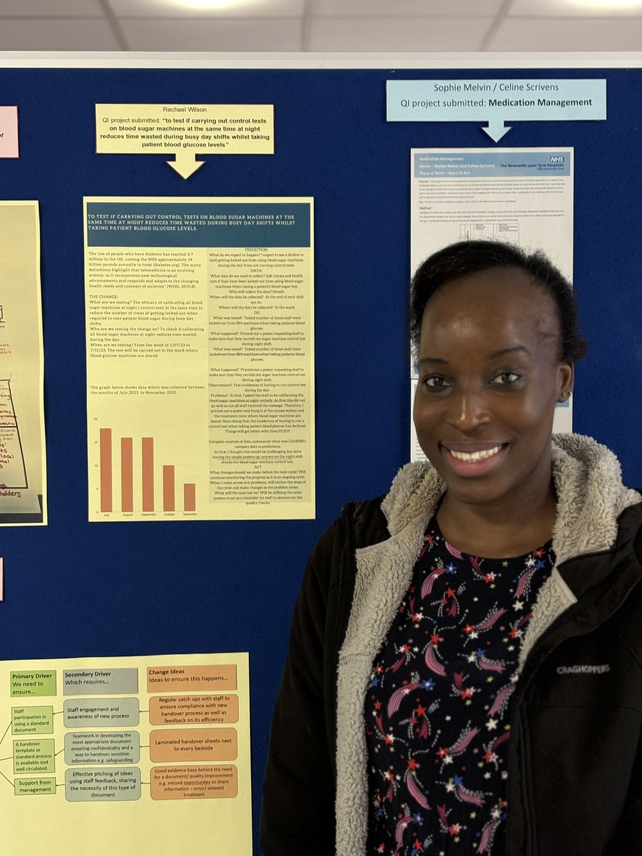 This is Rachael Wilson who did a QI Project about “carrying out control tests on blood sugar machine at the same time @ night to reduce time wasted during busy days whilst taking patient blood glucose level” 💯💯💯 <a href="/NewcastleNMAHPs/">Newcastle Hospitals NMAHPs</a>
