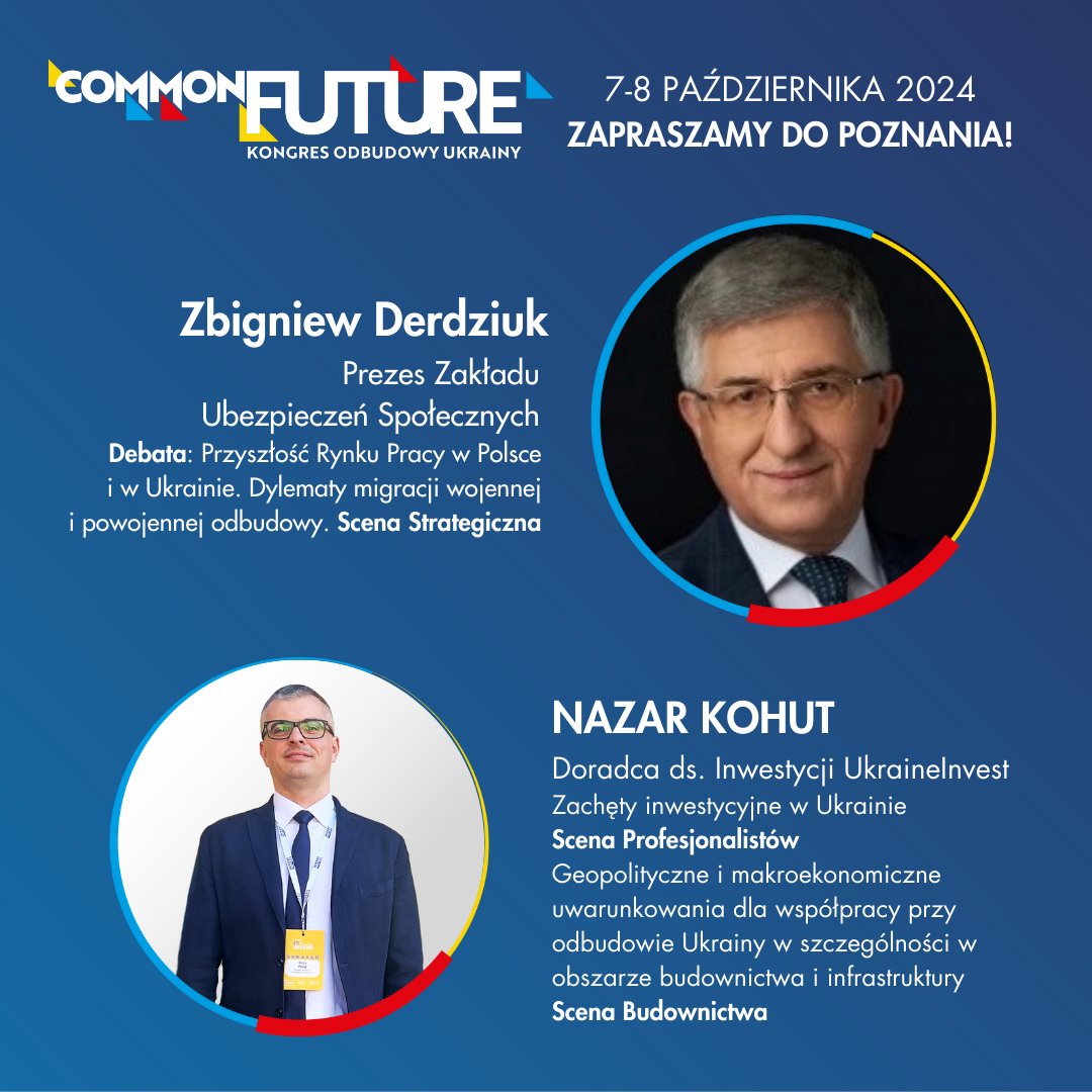 Kolejni paneliści i ważne zagadnienia! Zbigniew Derdziuk, Prezes <a href="/zus_pl/">ZUS</a>  „Przyszłość Rynku Pracy w Polsce i w Ukrainie. Dylematy migracji wojennej i powojennej odbudowy”. Nazar Kohut <a href="/UAInvestTeam/">UkraineInvest</a>  „Zachęty inwestycyjne w Ukrainie” Dołącz do debaty 7-8 października!
<a href="/GrupaMtp/">Grupa MTP</a>