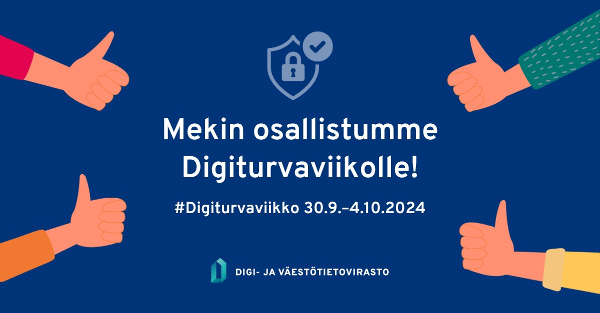 Klassikko eli <a href="/DVVfi/">Digi- ja väestötietovirasto</a> 'n #digiturvaviikko on täydessä käynnissä! Tutustu ohjelmaan ja ota stream haltuun! 👇👇 
lyyti.fi/p/digiturvavii… 

Tapahtumien lisäksi voit opiskella lisää digiturvallisuudesta
<a href="/eoppivaFi/">eOppiva.fi</a> <a href="/HAUSfi/">HAUS.fi</a>
24/7/365, kolmella kielellä!🙌 eoppiva.fi/kokoelmat/digi…