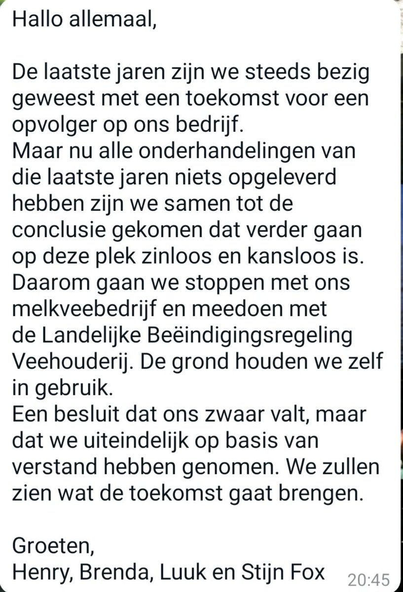 HenryFox69's tweet photo. Deze week een zwaar besluit genomen met ons gezin.⬇️
Als je niks meer hoeft te verwachten van de provincie, voer je een strijd die niet meer te winnen is...
#LBV
#gezinsbedrijf
#NOTwente https://t.co/wphAjMrX2i