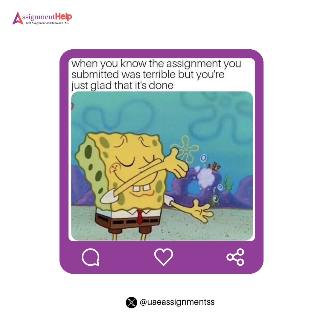 UAEAssignmentss's tweet image. You know it wasn’t your best work, but the sweet victory lies in hitting that ‘submit’ button😎

📩: support@assignmenthelp.ae
.
.
#Assignments #assignmentdue #Memes #memesdaily #funny #essaywriting #MiddleEast #championleague #StudentSuccess #WritingCommunity