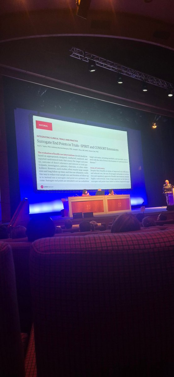 Prof Rod Taylor's presentation on clinical trial endpoint and outcomes selection in the <a href="/JAMA_current/">JAMA</a> spotlight session at @ictmc2024 #ICTMC2024