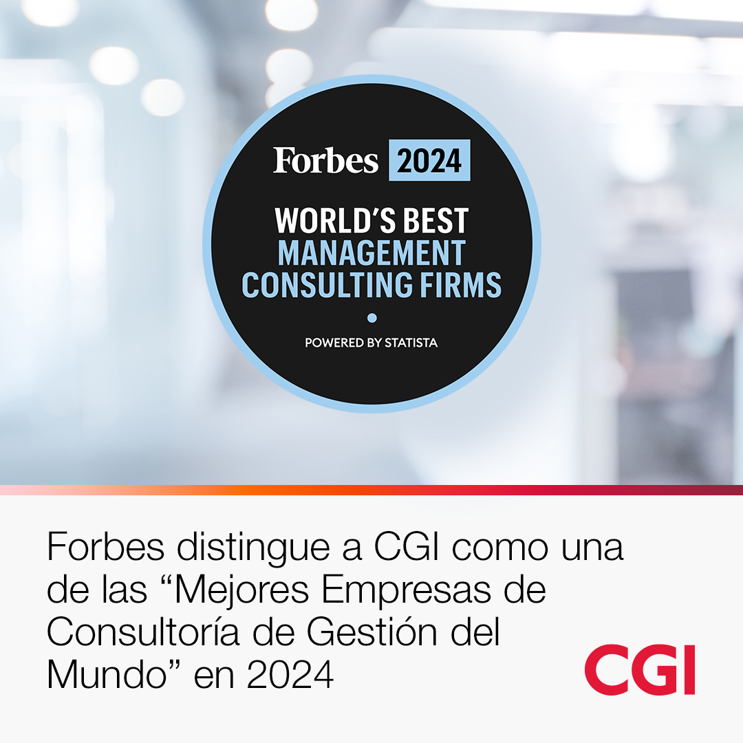 Una vez más, CGI ha sido nombrada una de las Mejores Empresas de Consultoría de Gestión del Mundo por la revista Forbes. bit.ly/3XZrZ7j