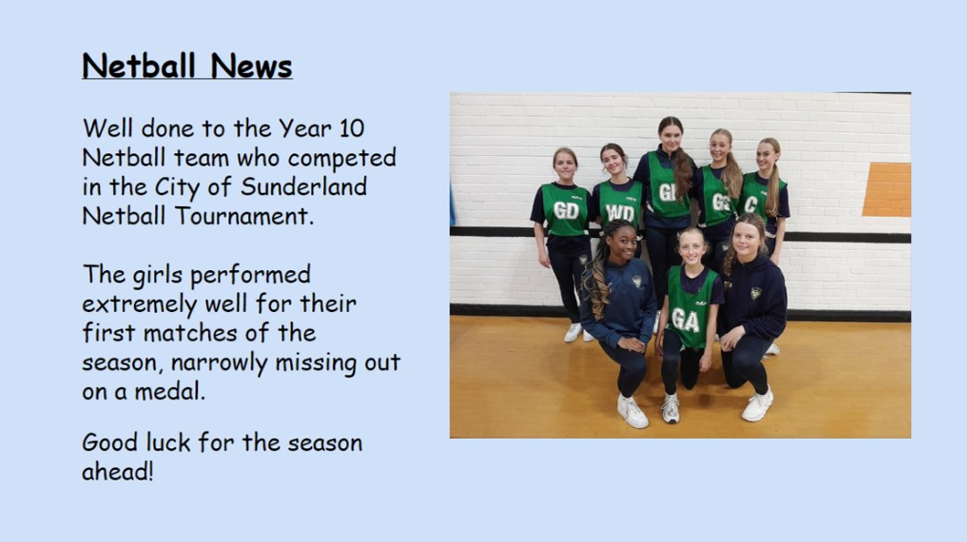 🏐 Congratulaions To Our Netball Team!

A huge well done to our netball team, who came so close to getting on the podium! An amazing effort by all the players—we're so proud of you! 🌟👏