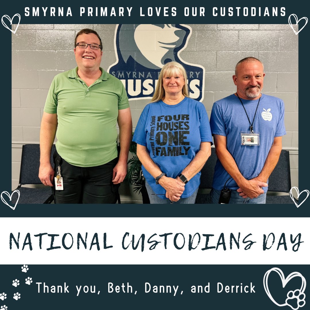 Smyrna Primary (@smyrnaprimary) on Twitter photo Happy #nationalcustodiansday to Beth, Danny, and Derrick! These three love our school, our kids, and our community. Mr. Danny, our lead custodian, was a student at SPS and has been a custodian at SPS since graduating from Smyrna High. 🧹 🪣 🧼 <a href="/rucoschools/">Rutherford County Schools</a> Happy #nationalcustodiansday to Beth, Danny, and Derrick! These three love our school, our kids, and our community. Mr. Danny, our lead custodian, was a student at SPS and has been a custodian at SPS since graduating from Smyrna High. 🧹 🪣 🧼 <a href="/rucoschools/">Rutherford County Schools</a>