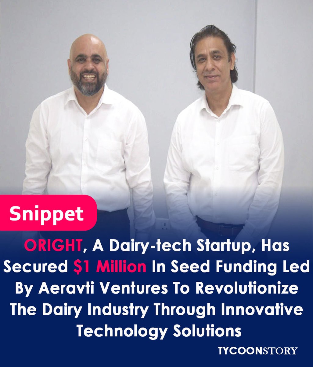 TycoonStoryCo's tweet image. Exciting news! Dairy-tech startup #ORIGHT raises $1M seed funding led by Aeravti Ventures to scale its IoT-based milk traceability system. Blockchain &amp;amp; IoT are revolutionizing the dairy industry!
tycoonstory.com
#dairytech #IoT #blockchain #sustainablefarming  #agritech
